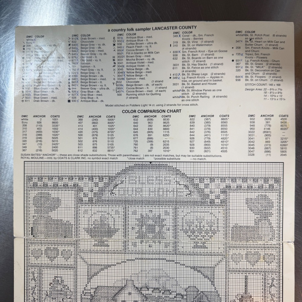 Lancaster County Country Sampler Cross Stitch Pattern Dale Burdett Amish Folk - Picture 2 of 2